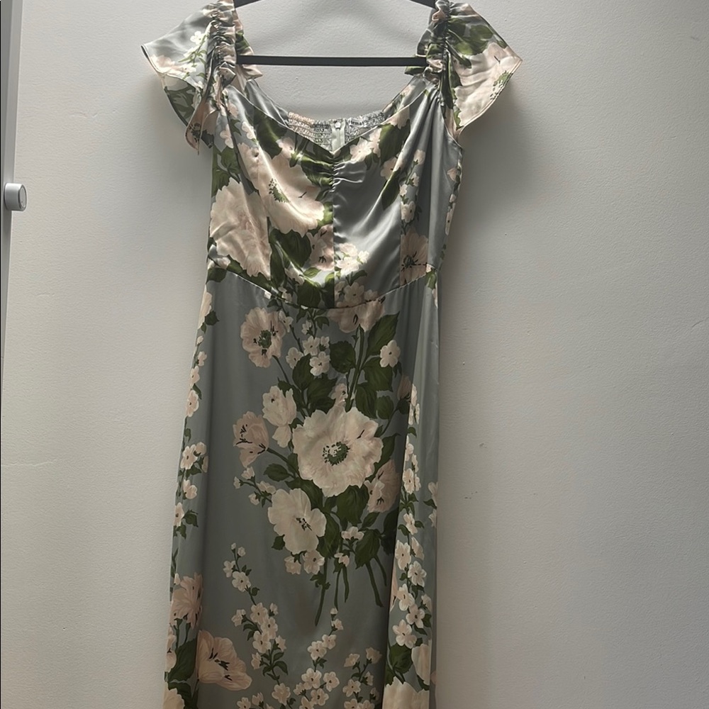 Reformation Sage Green Floral Blouse